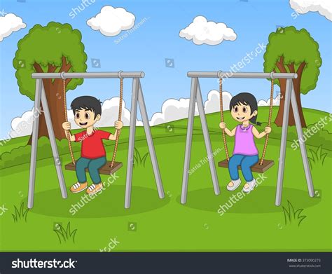 Children Playing Park Cartoon Stock Illustration 373090273 | Shutterstock