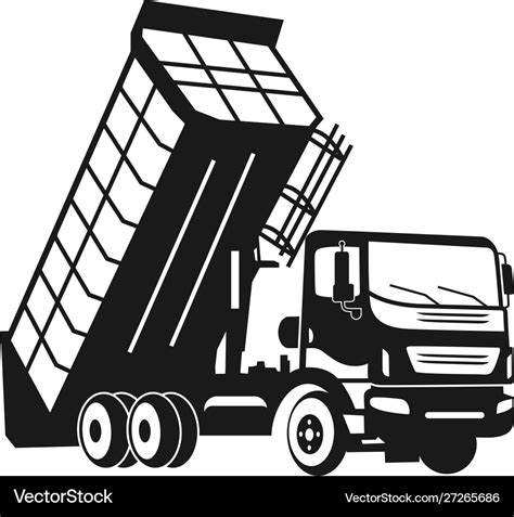 Silhouette dump truck design Royalty Free Vector Image