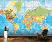 World Map Wallpaper Wall Mural | Wallsauce