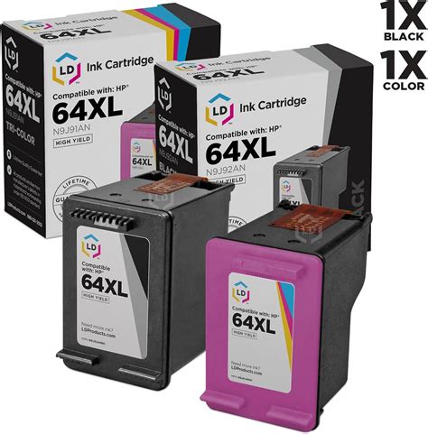 LD Remanufactured Ink Cartridge Replacements for HP 64XL High Yield (1 Black, 1 Color, 2-Pack ...