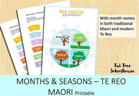 Seasons Printable in Te Reo Maori, Months of the Year Busy Book Sheet ...