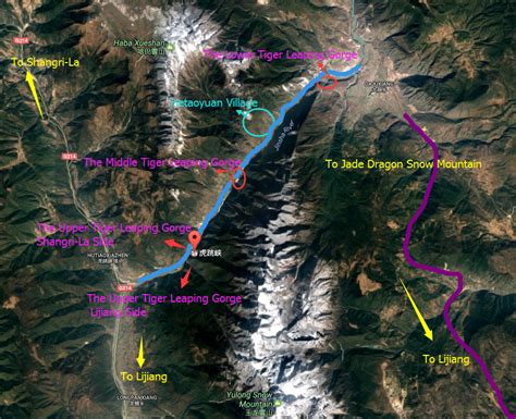 The Region Map of Tiger Leaping Gorge, Travel map of Tiger Leaping ...