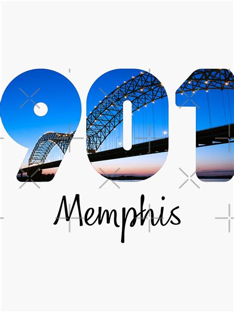 "901 Memphis Tennessee Area Code & Historic Bridge" Sticker for Sale by appareltolove | Redbubble