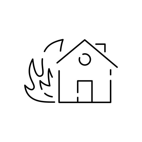Fire damage house insurance line icon. Linear style sign for mobile concept and web design ...
