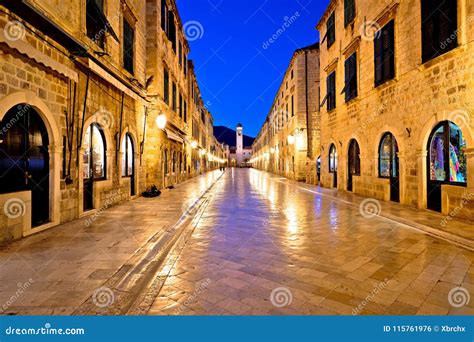 Famous Stradun Street in Dubrovnik Night View Stock Photo - Image of croatia, dalmatia: 115761976