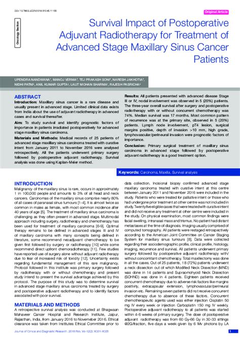 (PDF) Survival Impact of Postoperative Adjuvant Radiotherapy for Treatment of Advanced Stage ...