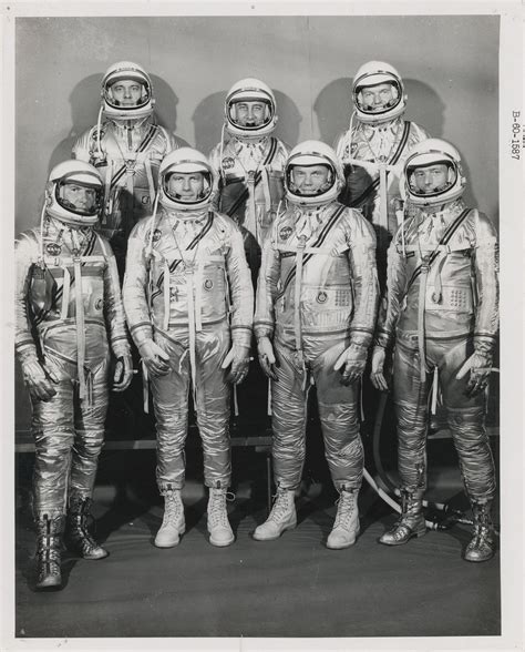 The Original Seven Project Mercury astronauts, Langley Air Force Base ...