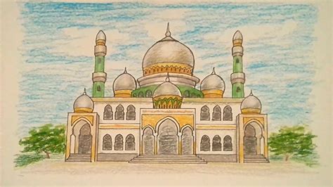 MASJID - KUBAH Mutiara - CARA Menggambar dan Mewarnai MASJID / Drawing Mosque - YouTube