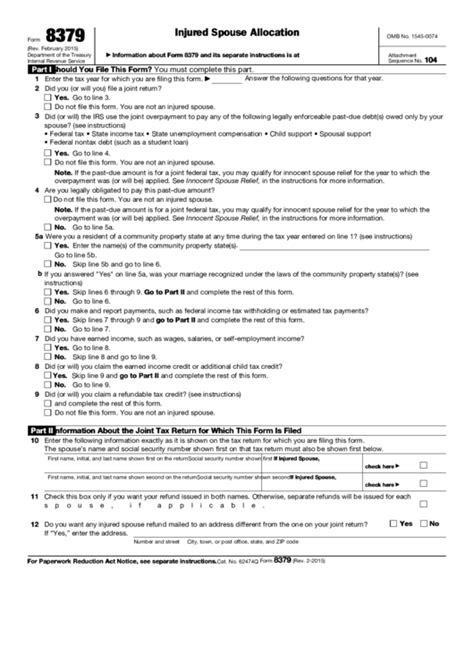 Irs Form 8379 Fillable - Printable Forms Free Online