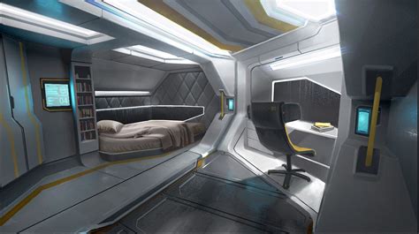 ArtStation - sci-fi_5, Oleg_ Ovigon | Spaceship interior, Futuristic interior, Sci fi bedroom