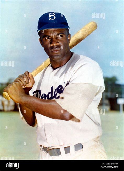 Jackie Robinson (1919-1972) in Brookly Dodgers uniform, 1949. Robinson ...