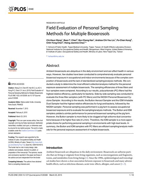 (PDF) Field Evaluation of Personal Sampling Methods for Multiple Bioaerosols