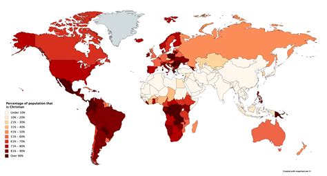 Prevalence of Christianity worldwide