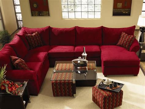 The Fletcher Sectional in celadon microsuede | Red sectional living room, Red couch living room ...