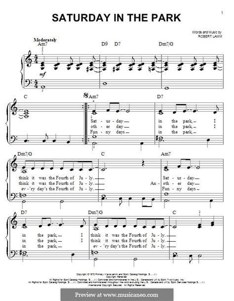 Saturday in the Park (Chicago) by R. Lamm - sheet music on MusicaNeo