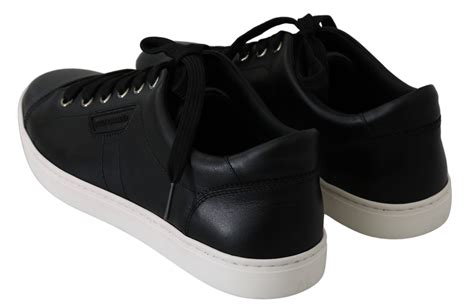 Dolce & Gabbana Black Leather Mens Casual Sneakers Shoes