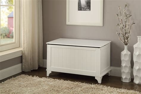 White Finish Toy Blanket Storage Chest Trunk Box Bench - Buy Online in ...