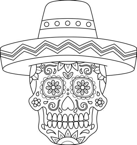 Dia de los Muertos Isolated Coloring Page for Kids 21501607 Vector Art ...