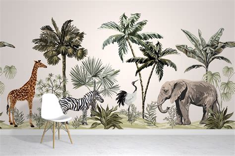 Jungle Animals Wallpaper mural - Jungle Wallpapers Wall Murals