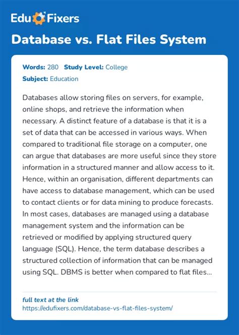 Database vs. Flat Files System