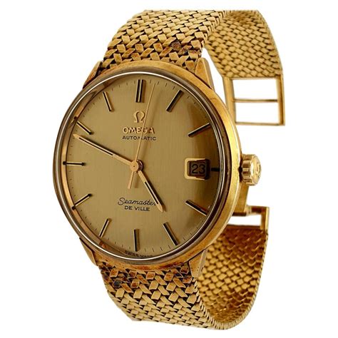 Vintage 18 Karat Gold Omega Seamaster Deville Bracelet Watch For Sale ...