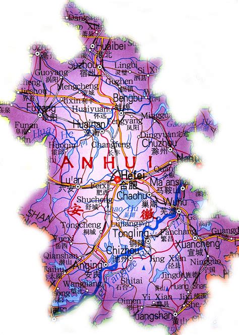 Map of Anhui - Full size