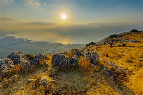 Sunrise View of the Sea of Galilee, from Mount Arbel Editorial Photo - Image of countryside ...