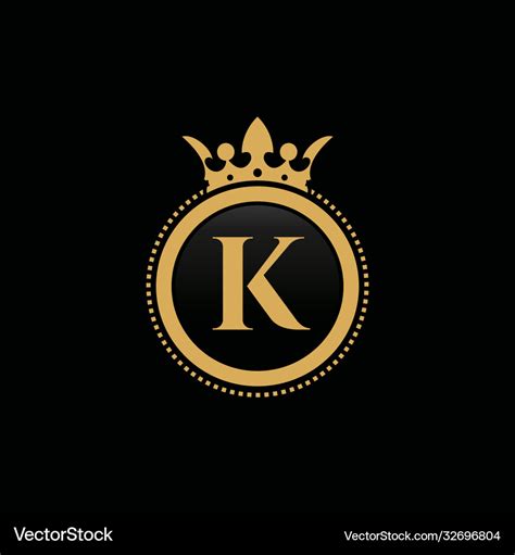 Letter k royal crown luxury logo design Royalty Free Vector