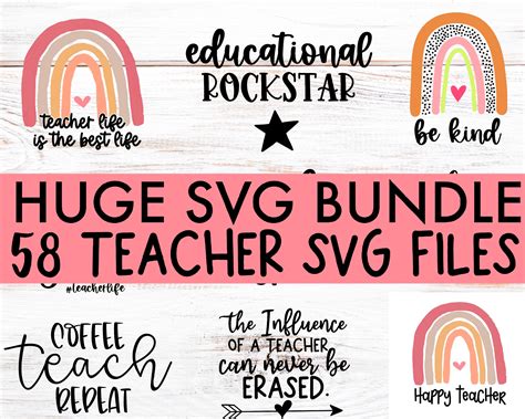 Teacher Svg Bundle Cute Teacher Shirt Cut Files for Cricut - Etsy