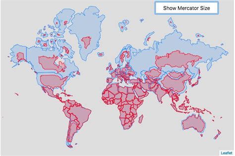 Made my own interactive animation of the Mercator country size distortion [OC] | Correct world ...