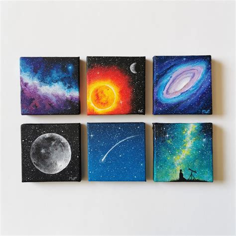 A collection of tiny space paintings I made! Each one is 2 inches - A ...