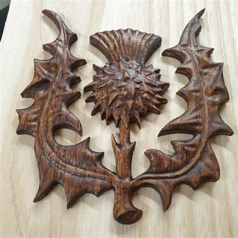 Scottish Thistle Wood Carving Flower Of Scotland Onlay Oak | Etsy