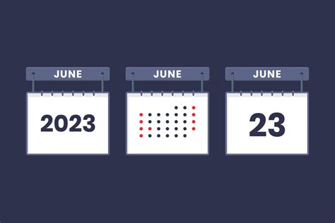 2023 calendar design June 23 icon. 23rd June calendar schedule, appointment, important date ...