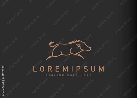 Hog logo design. Vector illustration of wild hog is running forward ...