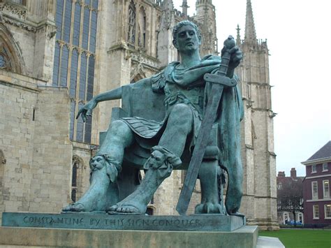 Statue of Emperor Constantine outside York Minster, 2003. I think they ...