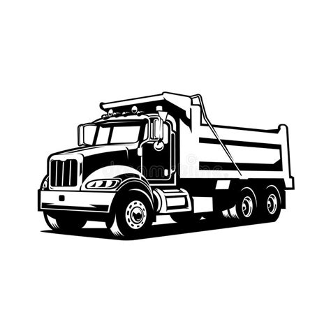 Dump Truck, Tipper Truck Sihouette Vector Black and White Isolated Stock Illustration ...
