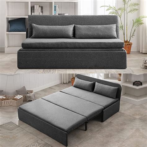 Mjkone Dark Gray Queen Size Sofa Bed, Modern Convertible, Pull Out ...