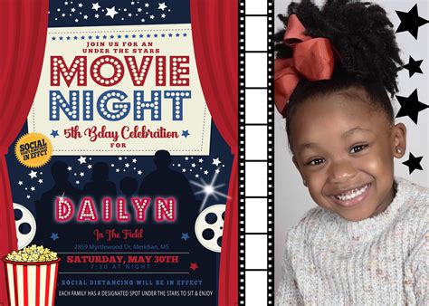 Movie Birthday Invitations Kids Under the Stars Invite | Etsy