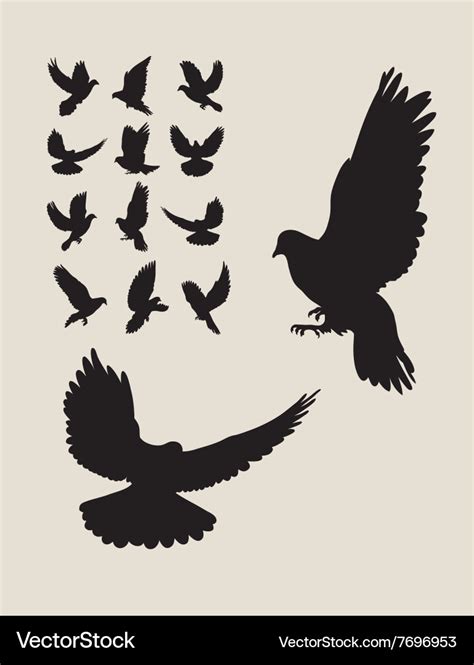 Dove flying silhouettes Royalty Free Vector Image