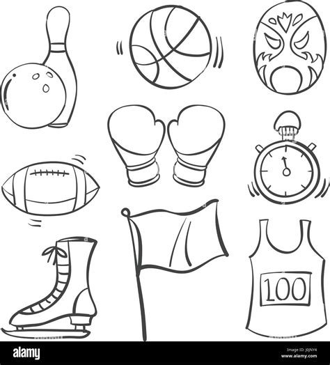 Collection of sport equipment hand draw vector art Stock Vector Image & Art - Alamy