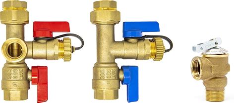 Libra Supply 3/4 inch Lead Free Tankless Water Heater Service Valve Kit with Pressure Relief ...