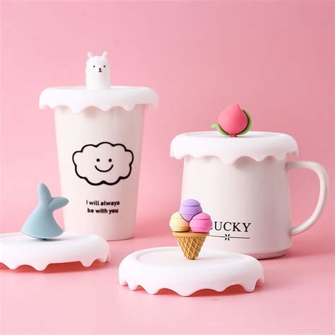 Cup cover thickened silicone cover creative Mug Glass cup dustproof ...