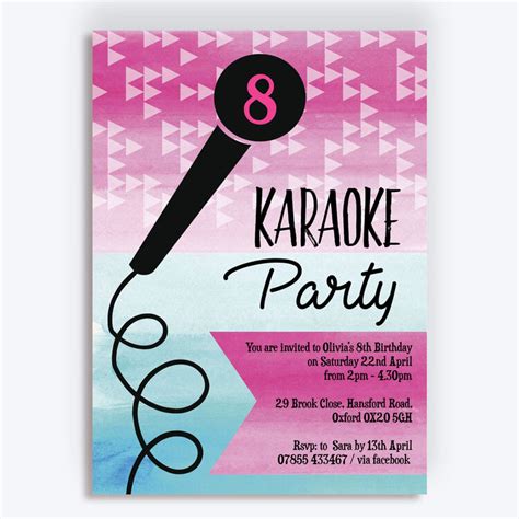 Karaoke Themed Birthday Party Invitation from £0.80 each