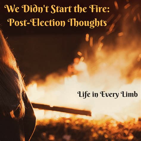 We Didn't Start the Fire . . . | Life in Every Limb