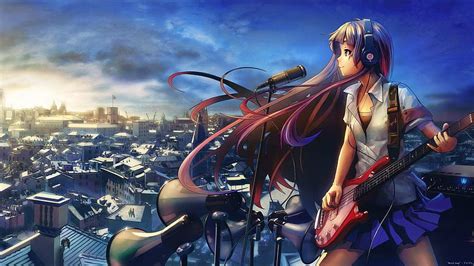 Anime girl singing on the roof and, anime singing HD wallpaper | Pxfuel