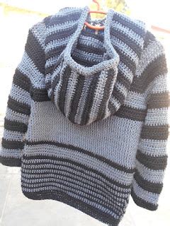 Crochet - Crosia Free Pattern with Video Tutorials: Boy Hooded Sweater