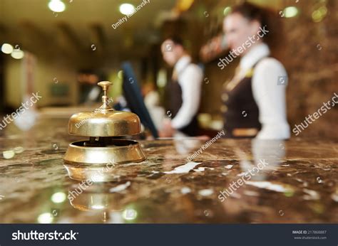 Modern Luxury Hotel Reception Counter Desk Stock Photo 217868887 ...