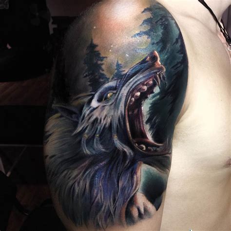 Werewolf Mens Upper Arm | Best tattoo design ideas