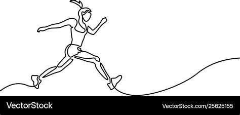 Continuous line drawing running woman runner Vector Image