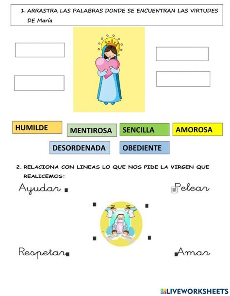 Virtudes de Maria worksheet